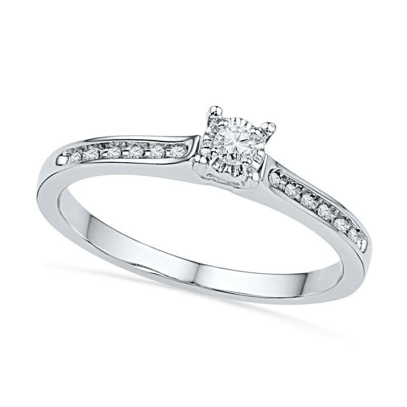 10 Ayar Beyaz Altında 0.10 CT. T.W. Doğal Pırlanta Söz Yüzüğü