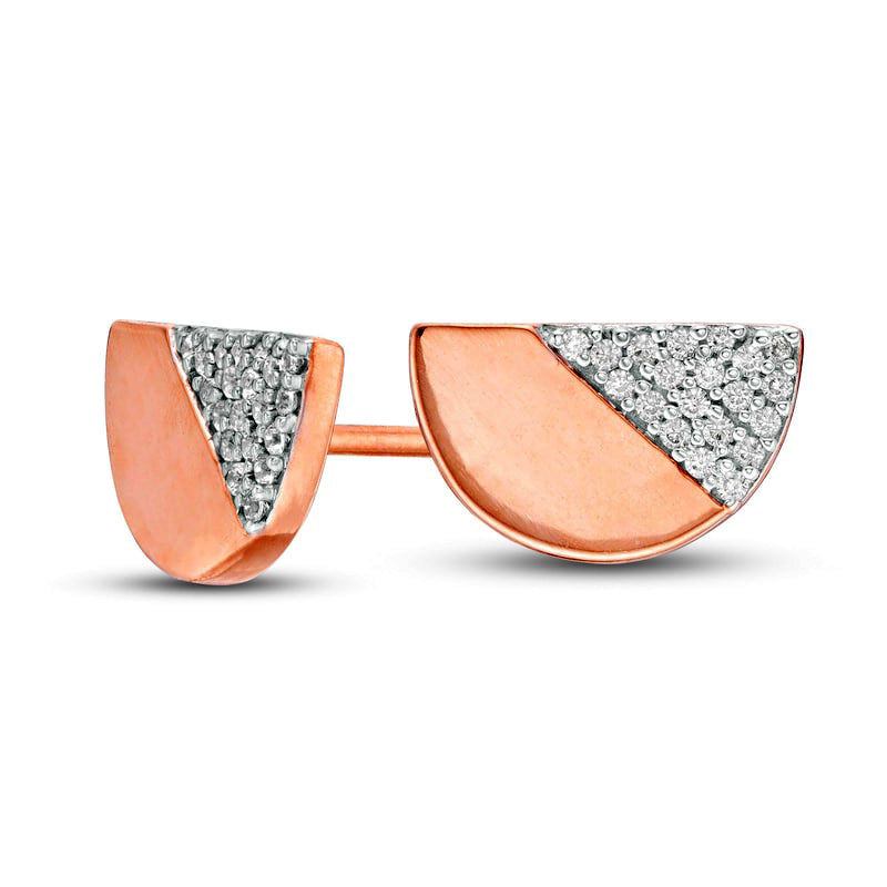10 Ayar Pembe Altında 0.13 CT. T.W. Pırlanta Yarım Daire Stud Küpe