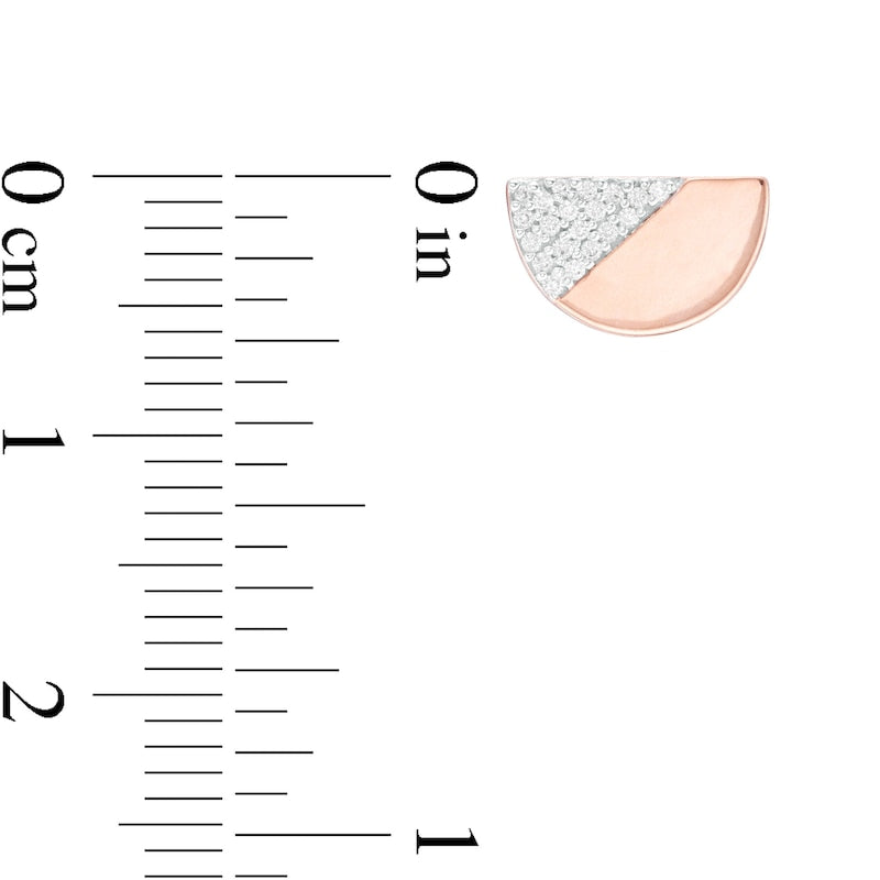 10 Ayar Pembe Altında 0.13 CT. T.W. Pırlanta Yarım Daire Stud Küpe
