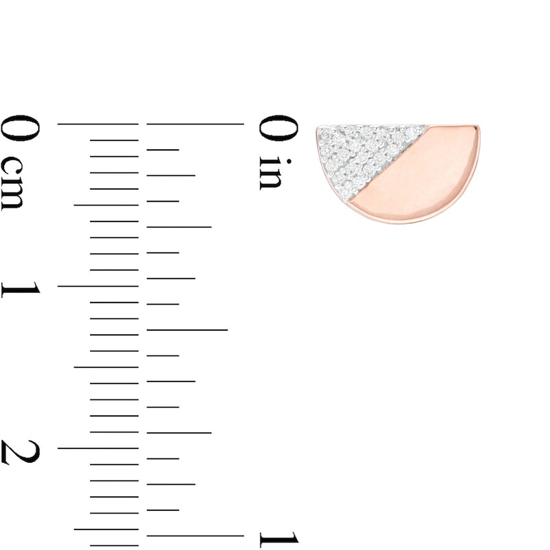 10 Ayar Pembe Altında 0.13 CT. T.W. Pırlanta Yarım Daire Stud Küpe