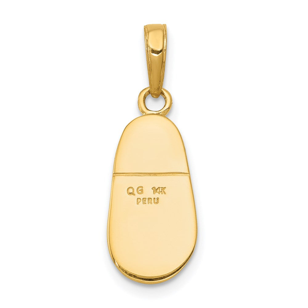 14k Yellow Gold 3-D Baby Shoe with Bow Pendant