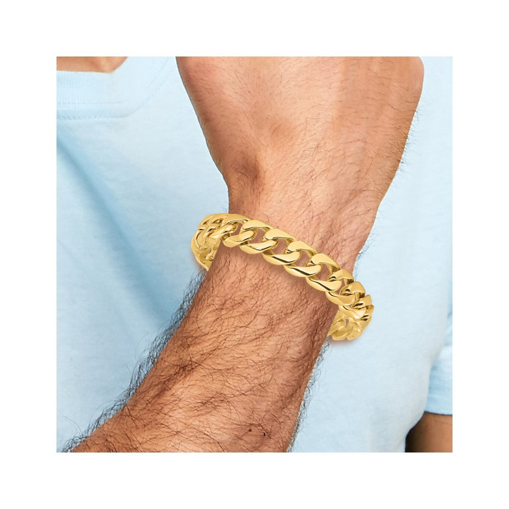 Ici Dolu 14K Sarı Altın 22 cm 13.4mm El Cilalı Rounded Gurme Link ile birlikte Kutu Yakalama Kilit Zincir Kolye