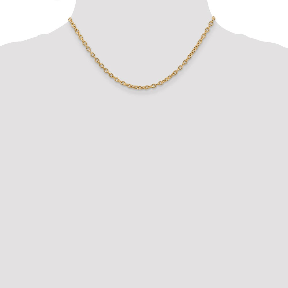 14K Sarı Altın 16 cm 3.2mm Round Open Link Forse ile birlikte Papağan Kilit Zincir Kolye