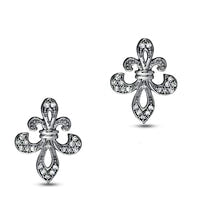 0.13 CT. T.W. Gümüş Fleur-de-Lis Küpeler