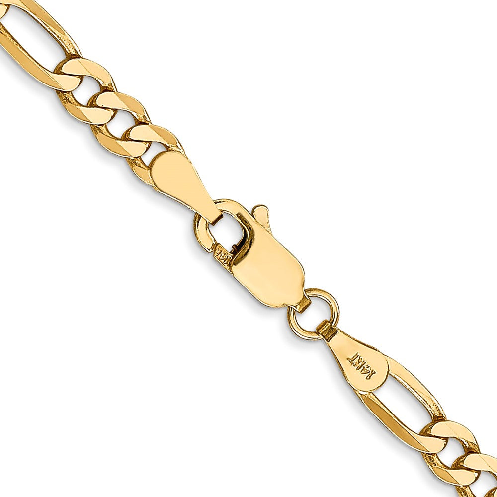 14K Sarı Altın 26 cm 4mm Düz Figaro ile birlikte Papağan Kilit Zincir Kolye