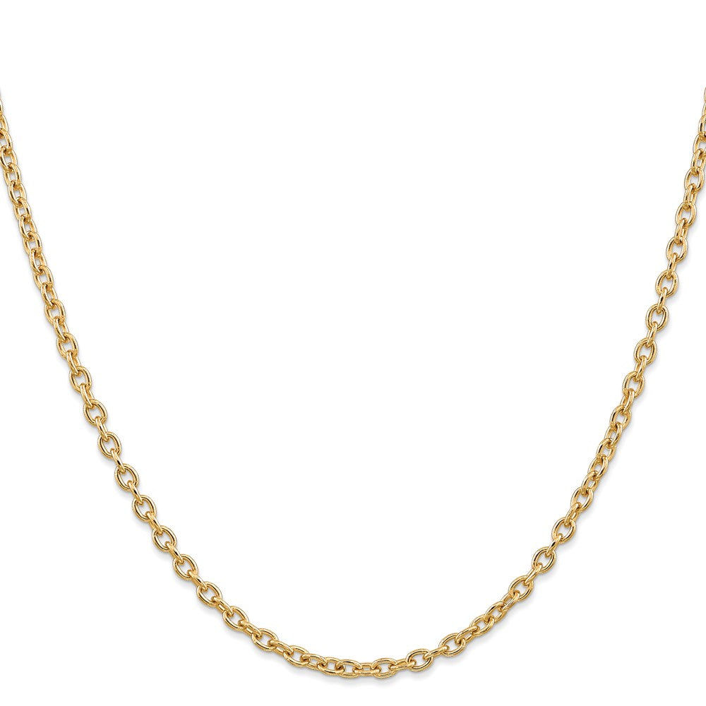 14K Sarı Altın 16 cm 3.2mm Round Open Link Forse ile birlikte Papağan Kilit Zincir Kolye