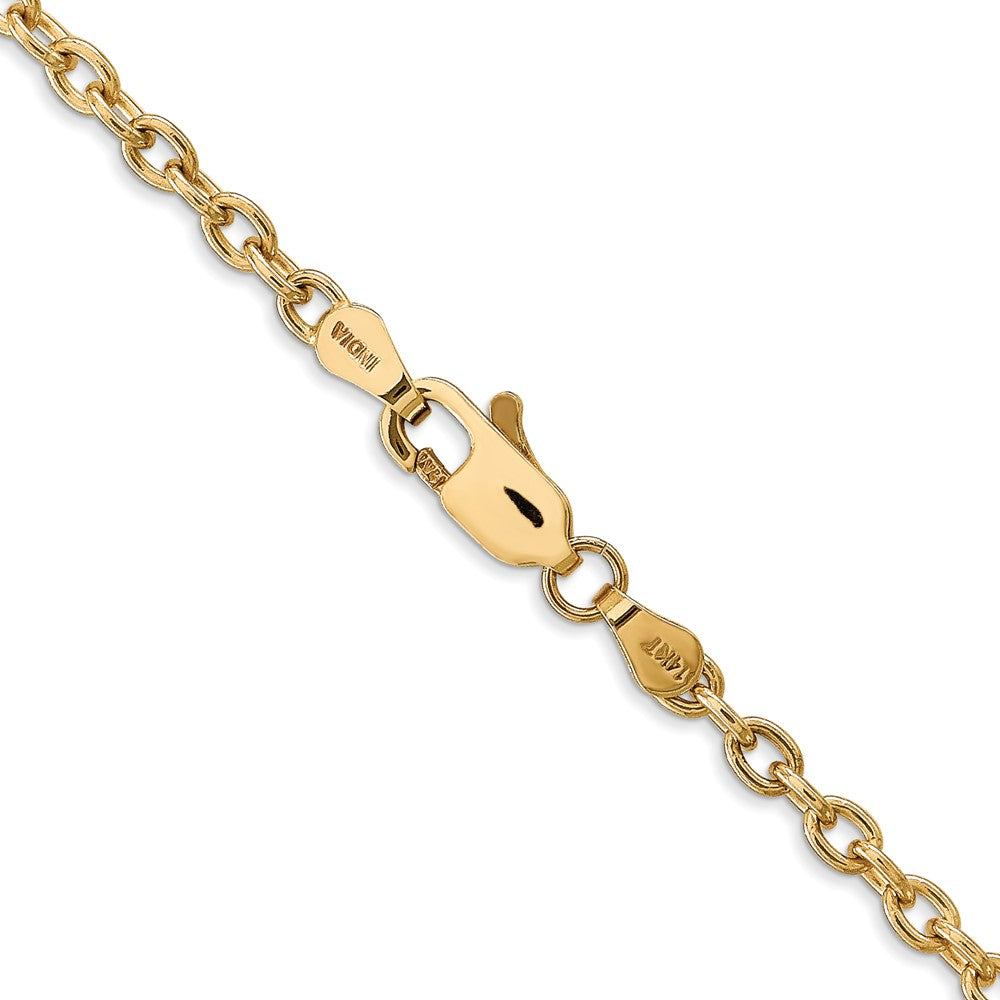 14K Sarı Altın 16 cm 3.2mm Round Open Link Forse ile birlikte Papağan Kilit Zincir Kolye